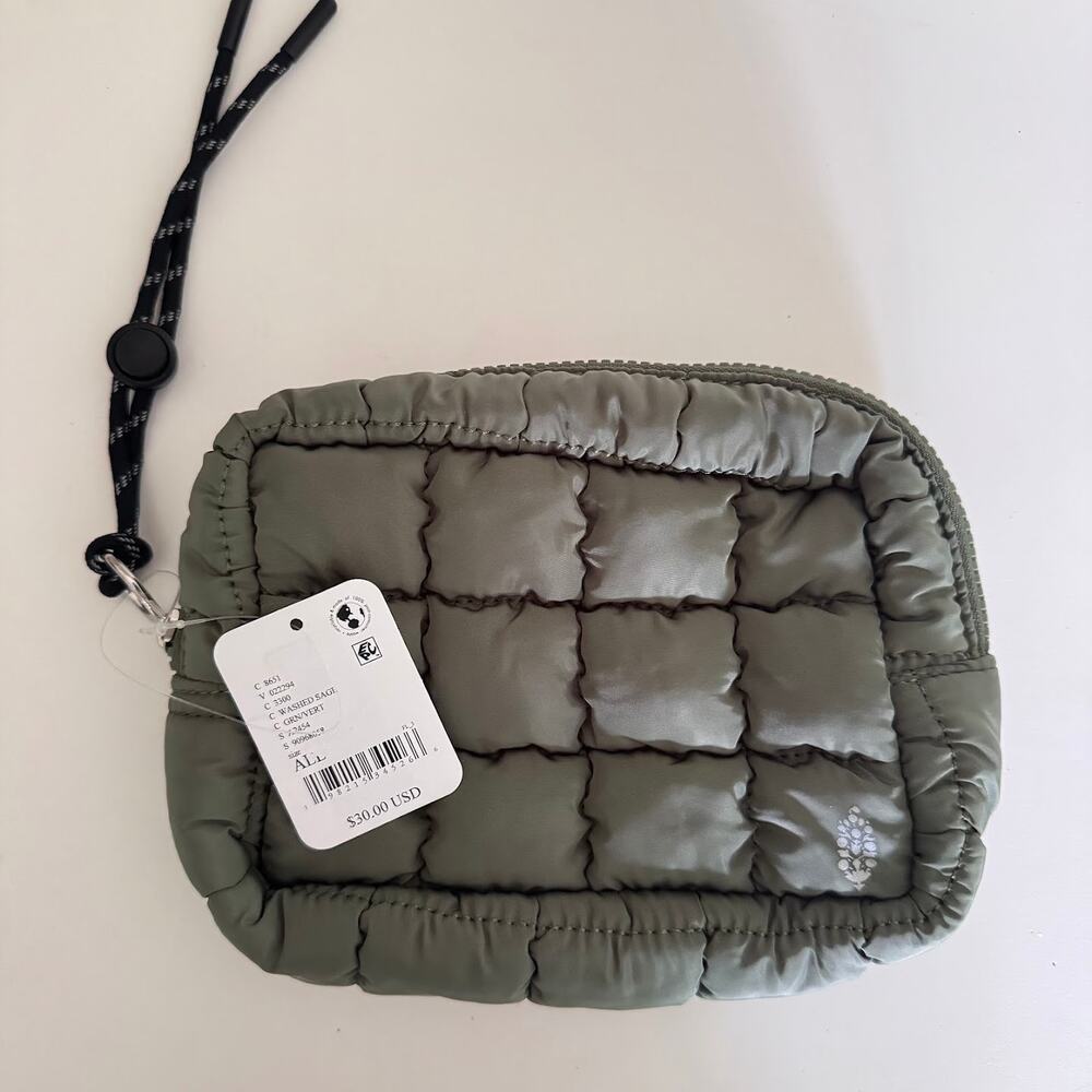 Free People Movement Quilted Mini Case in Washed Sage Green NEW